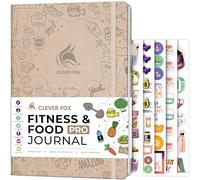 Clever Fox Fitness & Food Journal PRO - Planificador diario de entrenamiento y comidas para mujeres y hombres - Cuaderno diario de ejercicio y pérdida de peso, 7.3 x 10.4 pulgadas (concha marina)