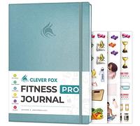 Clever Fox Fitness Journal PRO - Planificador de entrenamiento con planificador de comidas y rastreador de hábitos, cuaderno de registro de ejercicios, planificador de fitness, 6 meses (aguamarina)