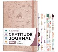 Clever Fox Gratitude Journal PRO - Diario diario de felicidad, positividad y afirmación para mujeres y hombres, cuaderno inspirador para una mente positiva y agradecida, 3 meses, gran formato (oro