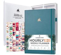 Clever Fox Hourly Planner PRO Premium - Planificador de horarios sin fecha con ranuras de tiempo diario - Cuaderno organizador personal para gestión del tiempo - Diario de vida semanal y mensual,