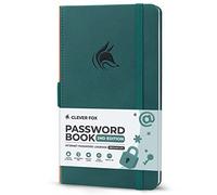 Clever Fox Libreta de contraseñas 2ª edición, tapa dura con pestañas alfabéticas laminadas, cuaderno de direcciones de Internet y detalles de inicio de sesión, 10,4 x 19,3 cm (verde azulado oscuro)