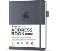 Clever Fox Libreta de direcciones con pestañas alfabéticas, de piel sintética, para mantener los contactos seguros, diario organizador de contactos, tamaño pequeño (10,5 x 14 cm), tapa dura, color