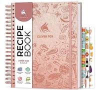 Clever Fox - Libro de recetas en espiral - Crea tu propio libro de cocina familiar - Cuaderno de recetas en blanco - Diario de cocina vacío para escribir recetas - Tamaño grande, 23,6 x 28,4 cm,