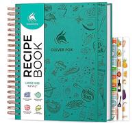 Clever Fox Libro de recetas en espiral - Haz tu propio libro de cocina familiar - Organizador de cuaderno de recetas en blanco - Diario de cocina vacío para escribir en recetas - Tamaño grande, 21 x