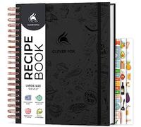 Clever Fox Libro de recetas en espiral, haz tu propio libro de cocina familiar, organizador de cuaderno de recetas en blanco, diario de cocina vacío para escribir recetas, tamaño grande, 9.3 x 11.2