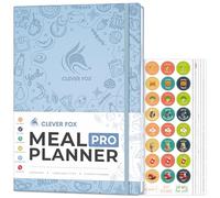Clever Fox Planificador de comidas PRO - Diario semanal de preparación de comidas con lista de comestibles y rastreador de pérdida de peso - Libro de registro de dieta, fitness y bienestar - Cuaderno