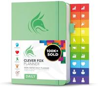 Clever Fox Planificador diario - Mejor agenda y calendario diario para aumentar tu productividad, satisfacción y objetivos - Organizador personal diario - A5, Sin fecha - Verde menta (Inglés)