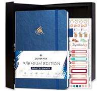Clever Fox Planificador diario premium - Agenda diaria sin fecha con horario por hora, organizador personal, diario de productividad, 6 meses (azul místico)