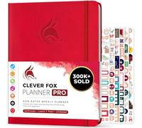 Clever Fox Planificador PRO - Organizador Personal de Vida Semanal y Mensual para Mejorar la Productividad, la Gestión del Tiempo y Alcanzar Tus Metas - A4, Sin fechas 1 Año - Rojo