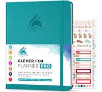 Clever Fox Planificador PRO - Organizador Personal de Vida Semanal y Mensual para Mejorar la Productividad, la Gestión del Tiempo y Alcanzar Tus Metas - A4, Sin fechas 1 Año - Turquesa