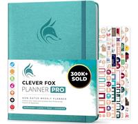 Clever Fox Planificador PRO - Organizador Personal de Vida Semanal y Mensual para Mejorar la Productividad, la Gestión del Tiempo y Alcanzar Tus Metas - A4, Sin fechas 1 Año - Aguamarina