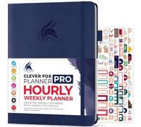 Clever Fox Planificador PRO Schedule - Agenda semanal y mensual sin fecha con ranuras horarias, libro de citas y organizador diario, A4 (azul oscuro)