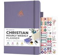 Clever Fox Planificador semanal por hora cristiano - Planificador de establecimiento de objetivos con ranuras de tiempo, presupuesto mensual, notas de sermón, rastreador de lectura de la Biblia