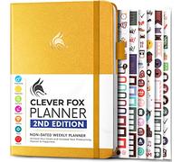 Clever Fox Planner 2ª edición - Agenda semanal y mensual coloreada, seguimiento de hábitos, gestión del tiempo y organizador (A5 (14.5 x 21cm) Inglés, Amber Yellow)