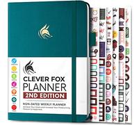 Clever Fox Planner 2ª edición - Agenda semanal y mensual coloreada, seguimiento de hábitos, gestión del tiempo y organizador (A5 (14.5 x 21cm) Inglés, Dark Teal)