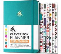 Clever Fox Planner 2ª edición - Agenda semanal y mensual coloreada, seguimiento de hábitos, gestión del tiempo y organizador (A5 (14.5 x 21cm) Inglés, Turquoise)