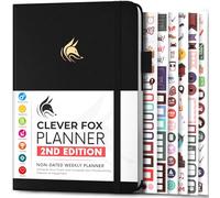 Clever Fox Planner 2ª edición - Agenda semanal y mensual coloreada, seguimiento de hábitos, gestión del tiempo y organizador (A5 (14.5 x 21cm) Inglés, Black)