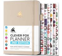 Clever Fox Planner 2ª edición - Agenda semanal y mensual coloreada, seguimiento de hábitos, gestión del tiempo y organizador (A5 (14.5 x 21cm) Inglés, Seashell)