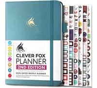 Clever Fox Planner 2ª edición - Agenda semanal y mensual coloreada, seguimiento de hábitos, gestión del tiempo y organizador (A5 (14.5 x 21cm) Inglés, Aquamarine)
