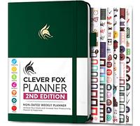 Clever Fox Planner 2ª edición - Agenda semanal y mensual coloreada, seguimiento de hábitos, gestión del tiempo y organizador (A5 (14.5 x 21cm) Inglés, Forest Green)