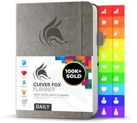 Clever Fox Planner Daily - La mejor agenda y calendario para aumentar la productividad y alcanzar objetivos, organizador personal de diario de gratitud, 14 x 21 cm, dura 6 meses, sin fecha, gris