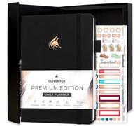 Clever Fox Planner Daily Premium - Agenda diaria sin fecha con horario por hora, organizador personal, diario de productividad, 6 meses (negro)