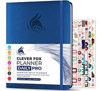 Clever Fox Planner Daily PRO - Agenda diaria y diario de gratitud para aumentar la productividad, gestión del tiempo y alcanzar tus objetivos, sin fecha, tamaño A4, 21,5 x 28 cm, dura 3 meses (azul
