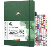 Clever Fox Planner PRO 2ª edición - Agenda semanal sin fecha para tareas y gestión del tiempo - Organizador de vida con lista de tareas, 21,5 x 28 cm (verde bosque)