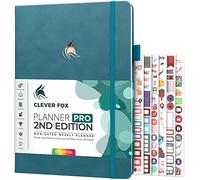 Clever Fox Planner PRO 2ª edición - Agenda semanal sin fecha para tareas y gestión del tiempo - Organizador de vida con lista de tareas, 21,5 x 28 cm (verde azulado oscuro)