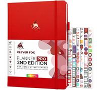 Clever Fox Planner PRO - Agenda semanal sin fecha para establecer objetivos, tareas y gestión del tiempo, organizador de vida con listas de tareas y rastreadores de hábitos, formato grande, 8.5 x 11