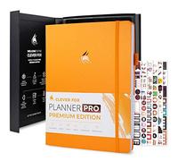 Clever Fox Planner Pro Premium - Lujosa agenda semanal y mensual con organizador de presupuesto para productividad y objetivos, sin fecha, A4 (amarillo ámbar)