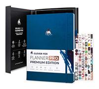 Clever Fox Planner Pro Premium - Lujosa agenda semanal y mensual con organizador de presupuesto para productividad y objetivos, sin fecha, A4 (azul místico)