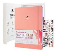 Clever Fox Planner Pro Premium - Lujosa agenda semanal y mensual con organizador de presupuesto para productividad y objetivos, sin fecha, A4 (color rosa melocotón)