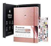 Clever Fox Planner Pro Premium - Lujosa agenda semanal y mensual con organizador de presupuesto para productividad y objetivos, sin fecha, A4 (oro rosa)