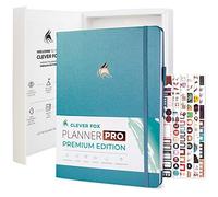 Clever Fox Planner Pro Premium - Lujoso planificador semanal y mensual con organizador de presupuesto para productividad y objetivos, sin fecha, A4 (aguamarina)