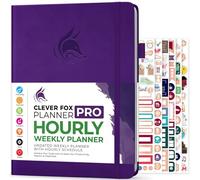Clever Fox Planner PRO Schedule - Agenda semanal y mensual sin fecha con ranuras horarias, libro de citas y organizador diario, A4 (morado)