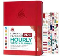 Clever Fox Planner PRO Schedule - Agenda semanal y mensual sin fecha con ranuras horarias, libro de citas y organizador diario, A4 (rojo)