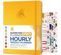 Clever Fox Planner PRO Schedule - Agenda semanal y mensual sin fecha con ranuras horarias, libro de citas y organizador diario, A4 (amarillo ámbar)