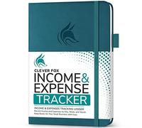 Clever Fox Seguimiento de ingresos y gastos, libro de contabilidad y teneduría de libros para pequeñas empresas, cuaderno de registro de 1 año, A5 (verde azulado oscuro)