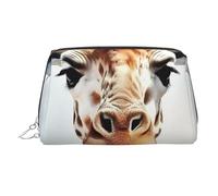 Clever Giraffe - Bolsa de maquillaje para mujer, bolsa de cosméticos de piel, organizador de maquillaje, impermeable, bolsa de maquillaje plana abierta, bolsa de almacenamiento portátil para viajes