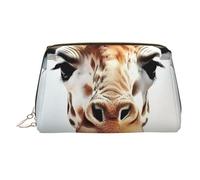 Clever Giraffe - Bolsa de maquillaje para mujer, bolsa de cosméticos de piel, organizador de maquillaje, impermeable, bolsa de maquillaje plana abierta, bolsa de almacenamiento portátil para viajes