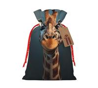 Clever Giraffe Holiday Gift Bags,Bolsas de regalo de Navidad reutilizables,Enfoque artístico para regalar
