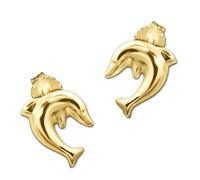 Clever joyas de oro pendientes de mini-delfín diseño brillante de oro 333