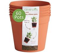 Clever Pots Macetas de plástico de fácil liberación, 60 Mini macetas para Exteriores o Interiores para un Crecimiento Saludable de Las raíces, Cada Maceta es Ligera y Resistente a la Intemperie para