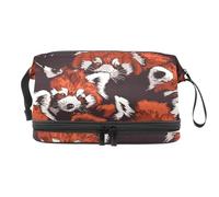 Clever Red Panda - Neceser de doble capa para mujeres y niñas, neceser de viaje, bolsa organizadora de maquillaje con compartimento para brochas, multicolor, 27x15x14 cm/10.6x5.9x5.5 in, Neceser
