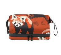 Clever Red Panda - Neceser de doble capa para mujeres y niñas, neceser de viaje, bolsa organizadora de maquillaje con compartimento para brochas, multicolor, 27x15x14 cm/10.6x5.9x5.5 in, Neceser