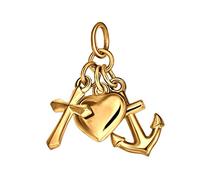CLEVER SCHMUCK Colgante de oro para mujer y niños, 3 piezas, fe, amor, esperanza, elegante, símbolo de cristianismo, brillante, oro 333 de 8 quilates, en estuche de joyería
