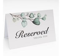 CLEVER SIGNS Carteles de mesa reservados, paquete de 25 letreros reservados para bodas, recepciones, Navidad, tarjetas de reserva de 4x6 pulgadas para mesas, carteles reservados de acuarela verde