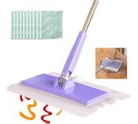 Clever Snap-Grip Mini Mop, Lazy Zero Touch Mini Mop Wet and Dry, Retractable No Wash Push Pull Lazy Mops Click On with Locking Head & Sweeping Cloths for Multi Cleaning (Purple)