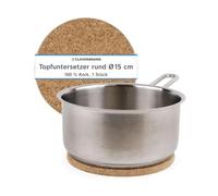 Cleverbrand Salvamanteles de Corcho, Resistente al Calor, Aprox. 15 cm de diámetro, 10 mm de Grosor, Redondo, salvamanteles de Corcho Natural para ollas y sartenes - Made in Portugal